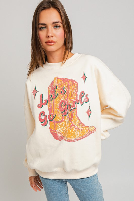 Let s Go Girls Oversized Sweatshirt J Lacel