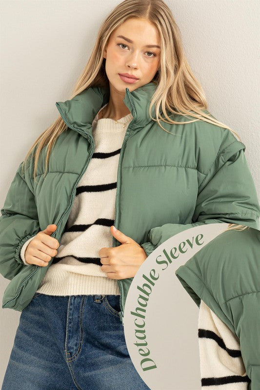 Always Trendy Detachable Sleeve Puffer Jacket