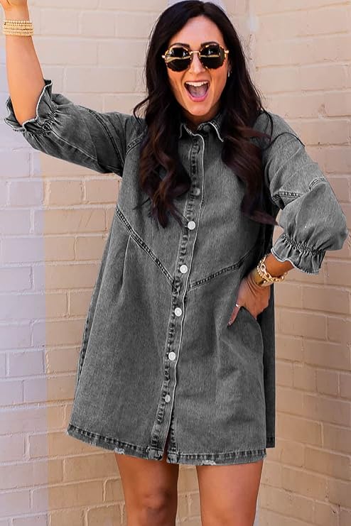 On Occasion Grey Denim Dress