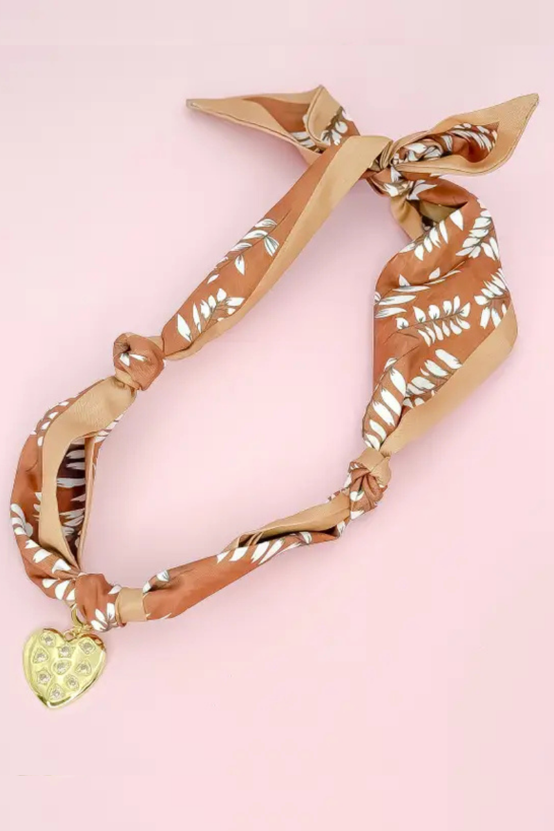 Tangled in Love Scarf Necklace - Brown