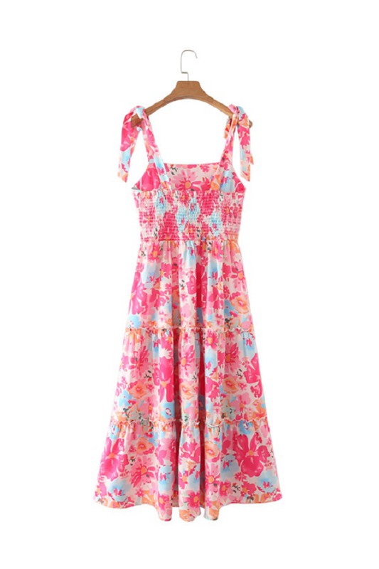 Floral Print Tie Strap Dress