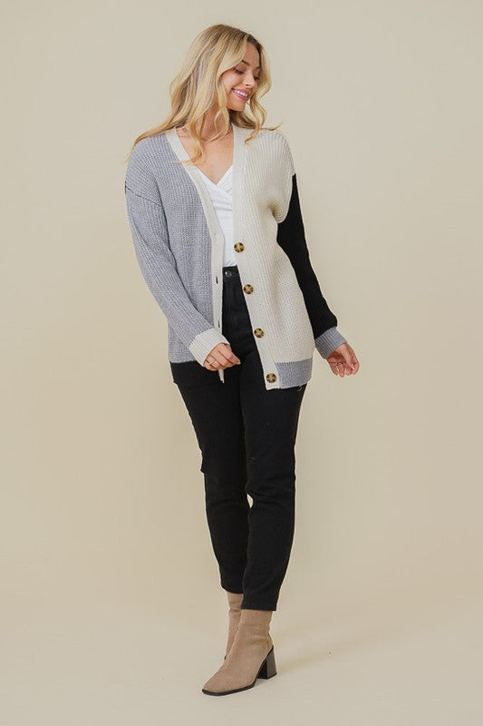 Color block sweater on sale cardigan