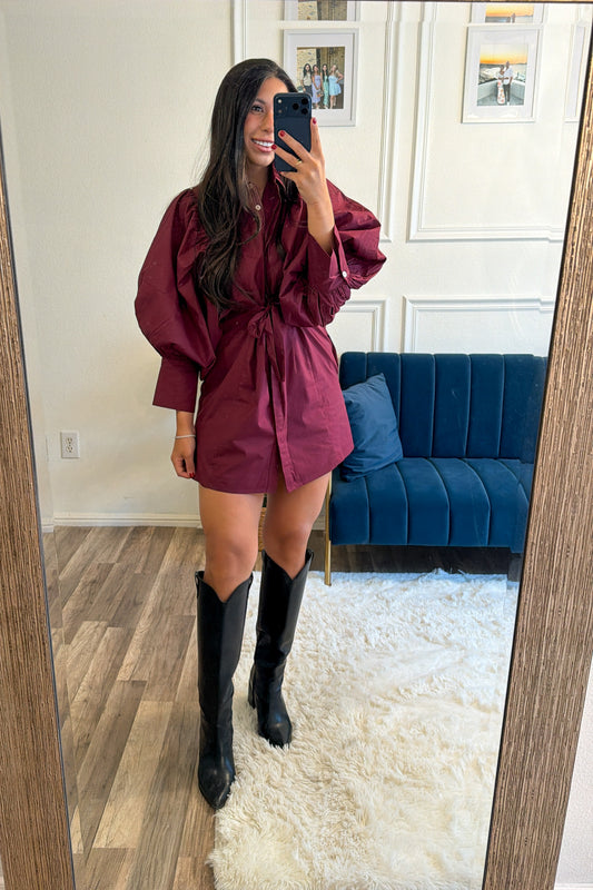Statement Sleeve Mini Short Dress
