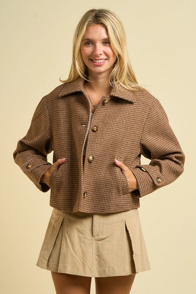 Houndstooth Cropped Jacket