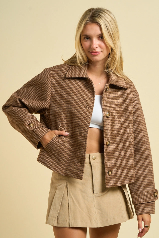 Houndstooth Cropped Jacket