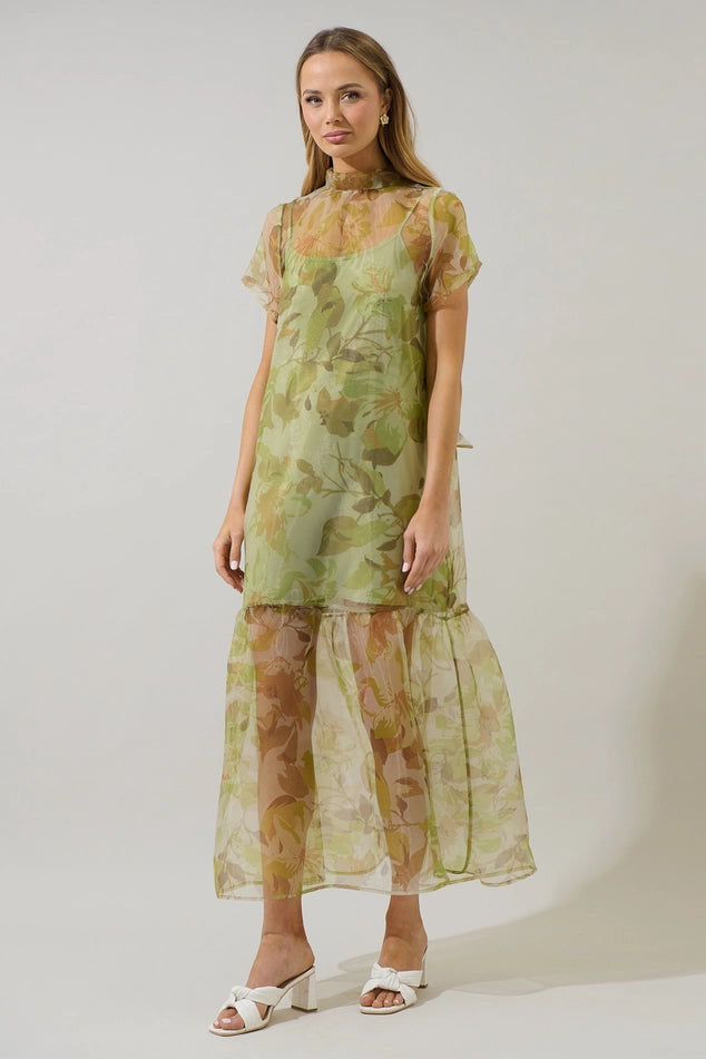 Ellery Floral Dime Organza Maxi Dress