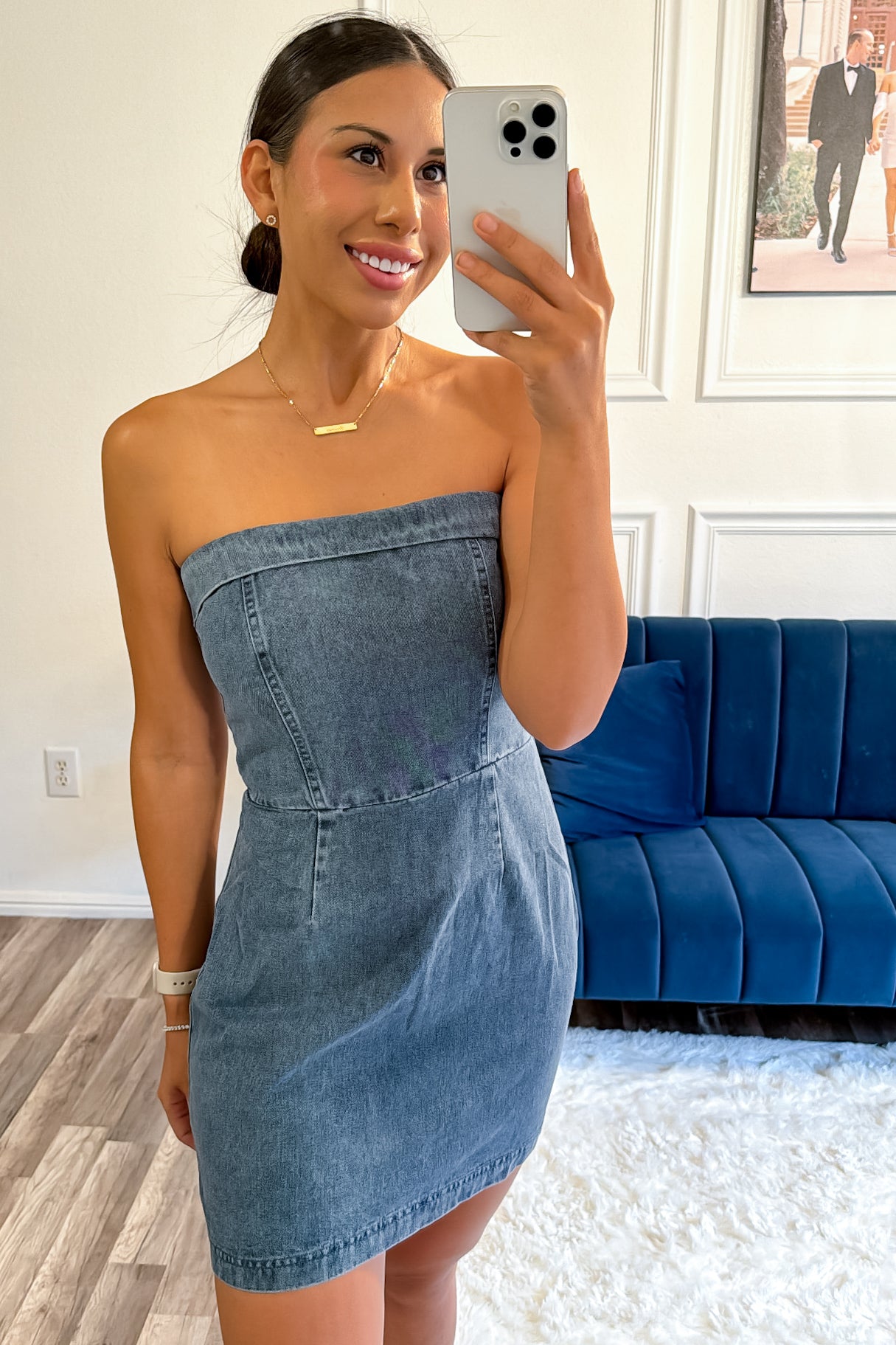 Dying for Denim Strapless Dress