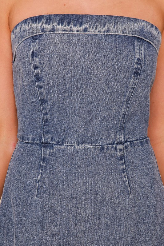 Dying for Denim Strapless Dress