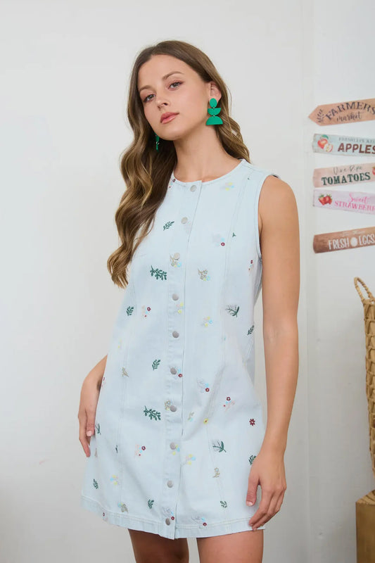 Blooming Denim Dress