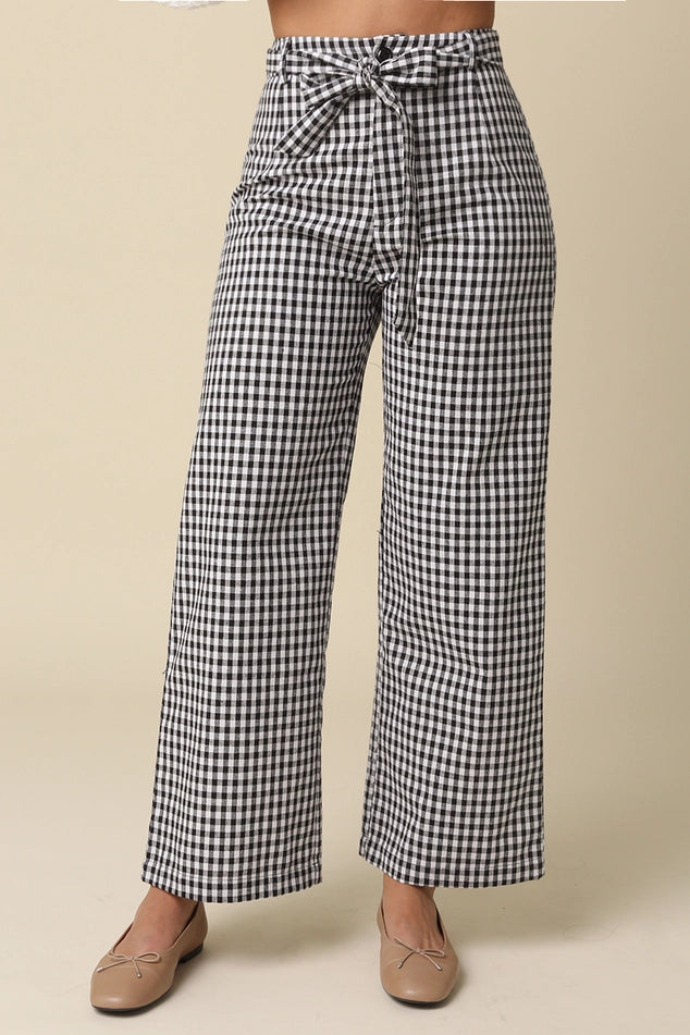 Gingham Tie Waist Pants