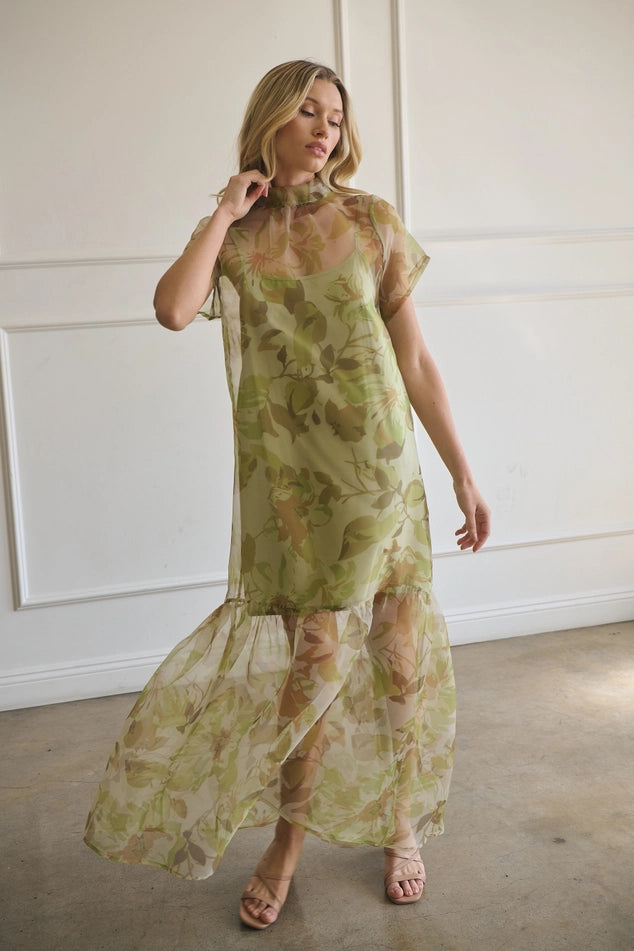 Ellery Floral Dime Organza Maxi Dress