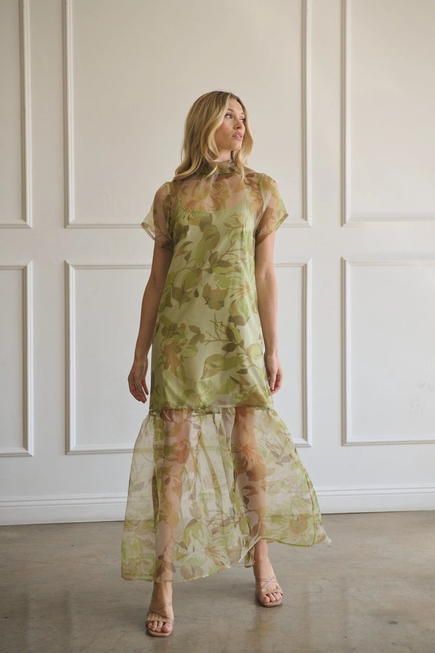 Ellery Floral Dime Organza Maxi Dress