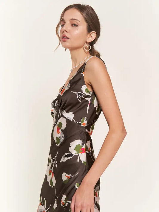 Mocha Isabelle Floral Midi-Dress
