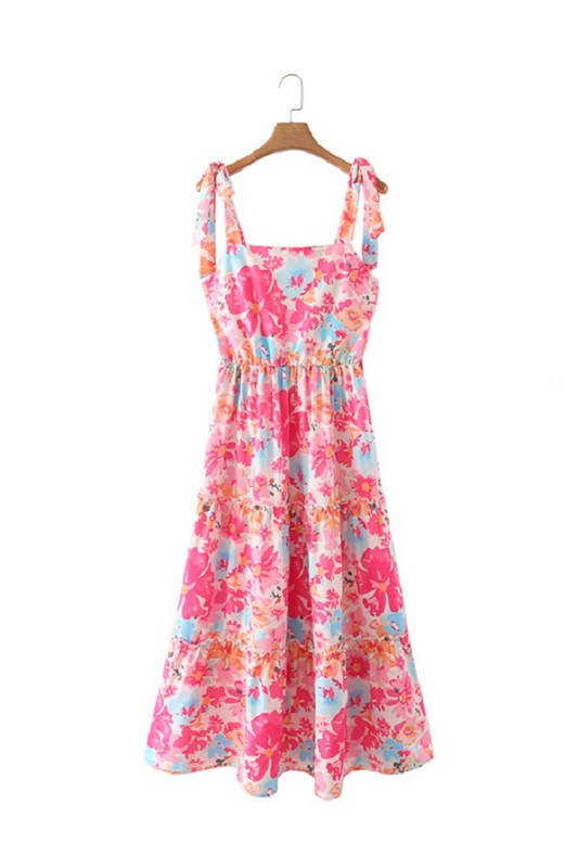 Floral Print Tie Strap Dress