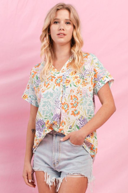 Garden Goddess Floral Print Blouse
